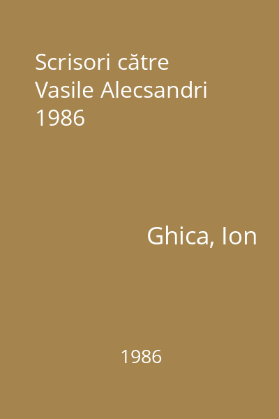 Scrisori către Vasile Alecsandri 1986