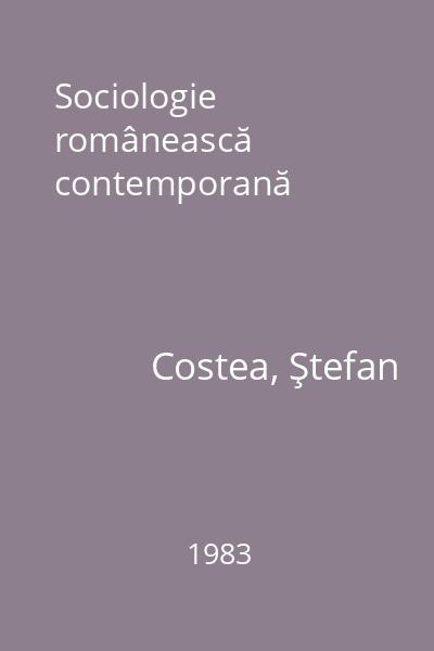 Sociologie românească contemporană