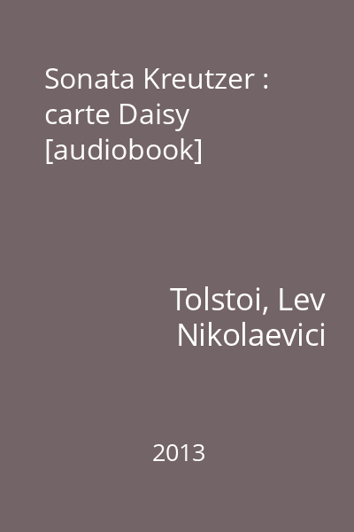 Sonata Kreutzer : carte Daisy [audiobook]