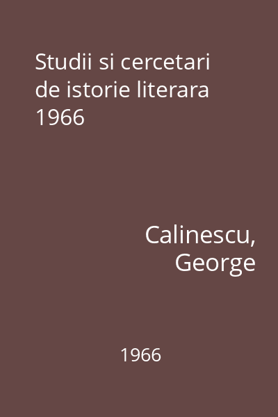 Studii si cercetari de istorie literara  1966
