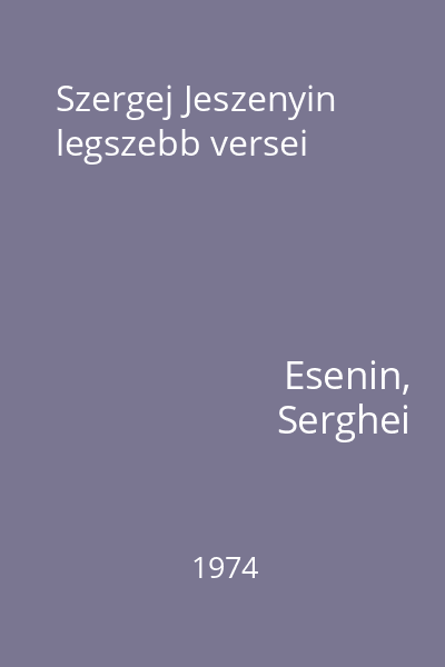 Szergej Jeszenyin legszebb versei