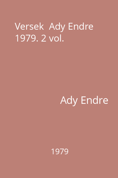 Versek  Ady Endre 1979. 2 vol.