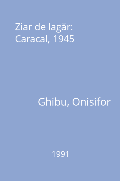 Ziar de lagăr: Caracal, 1945