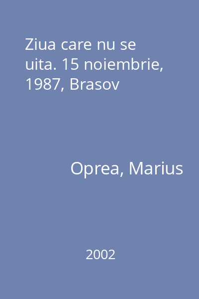 Ziua care nu se uita. 15 noiembrie, 1987, Brasov